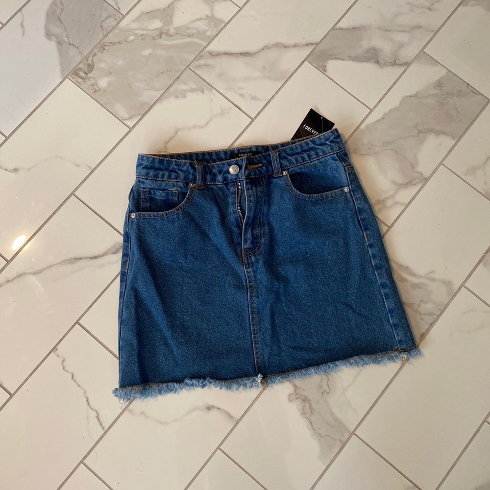 Distressed Denim Skirt Denim Midi Skirt Cut Off